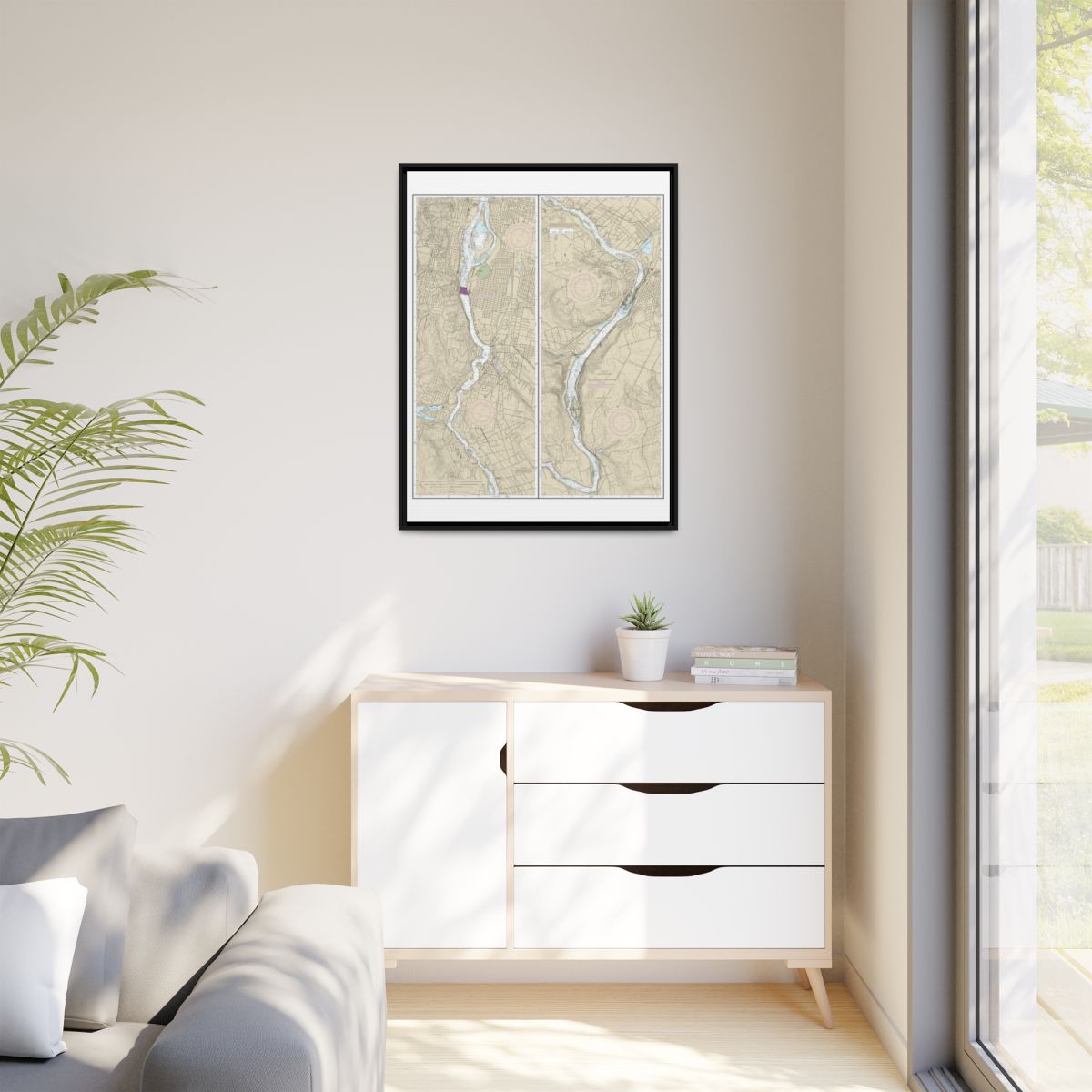 Chart 18528 Willamette River Portland to Walnut Eddy - NOAA Nautical Chart Floating Frame Canvas | 24" x 32" | 30" x 40" - Black context-1