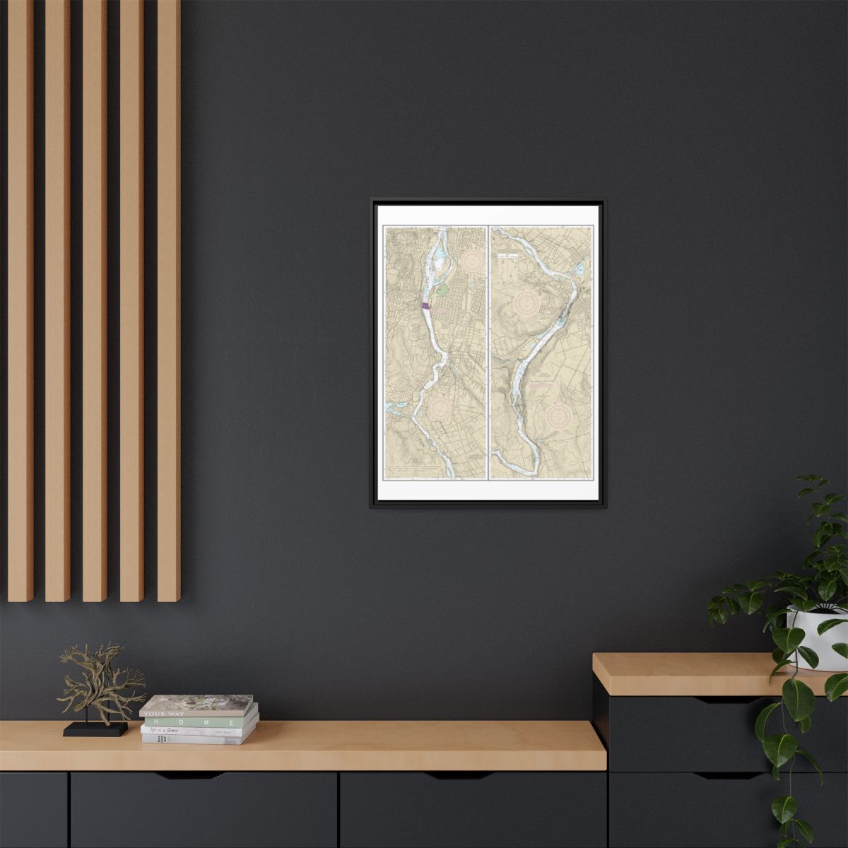 Chart 18528 Willamette River Portland to Walnut Eddy - NOAA Nautical Chart Floating Frame Canvas | 24" x 32" | 30" x 40" - Black context-2