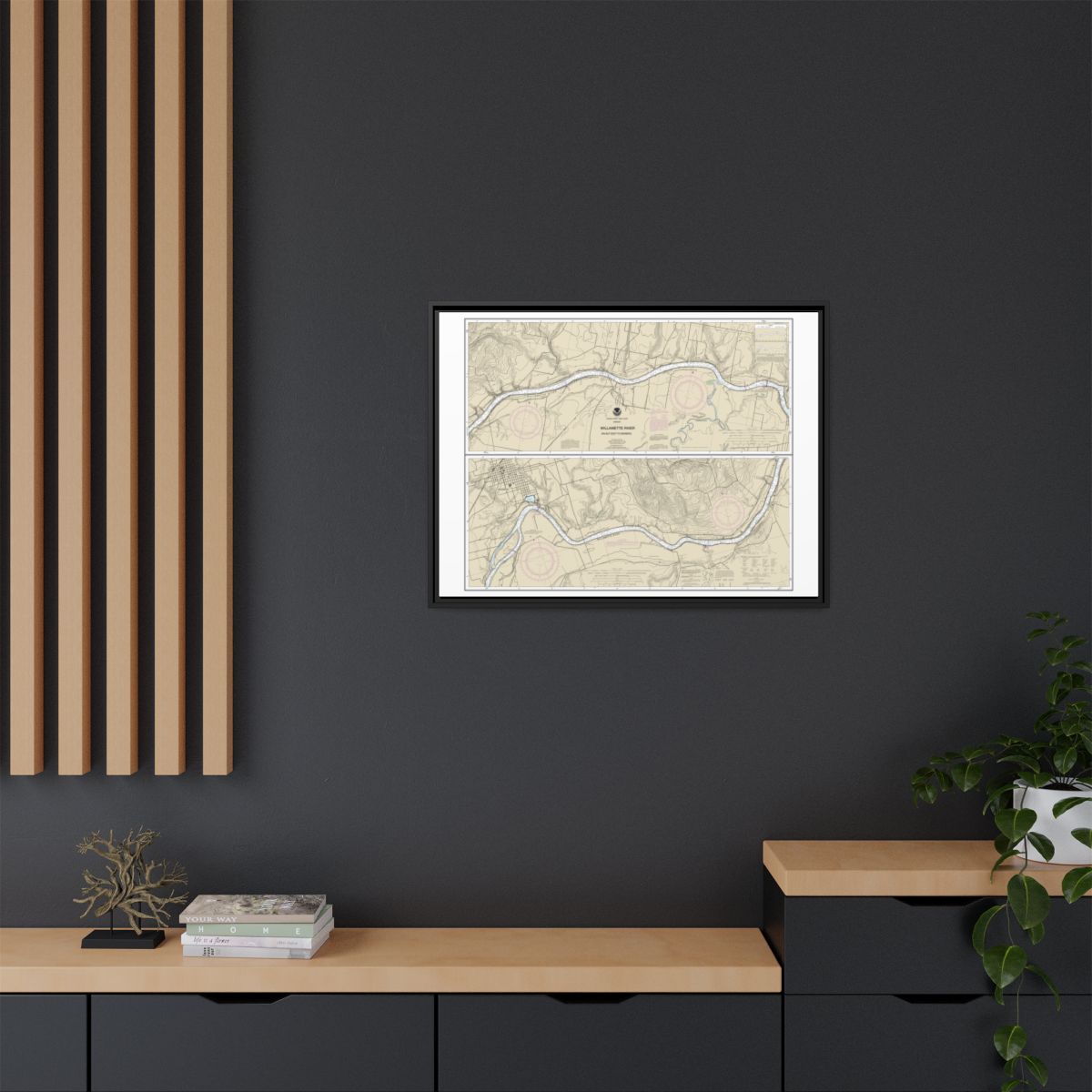 Chart 18529 Willamette River Walnut Eddy To Newburg - NOAA Nautical Chart Floating Frame Canvas | 32" x 24" | 40" x 30" - Black context-2