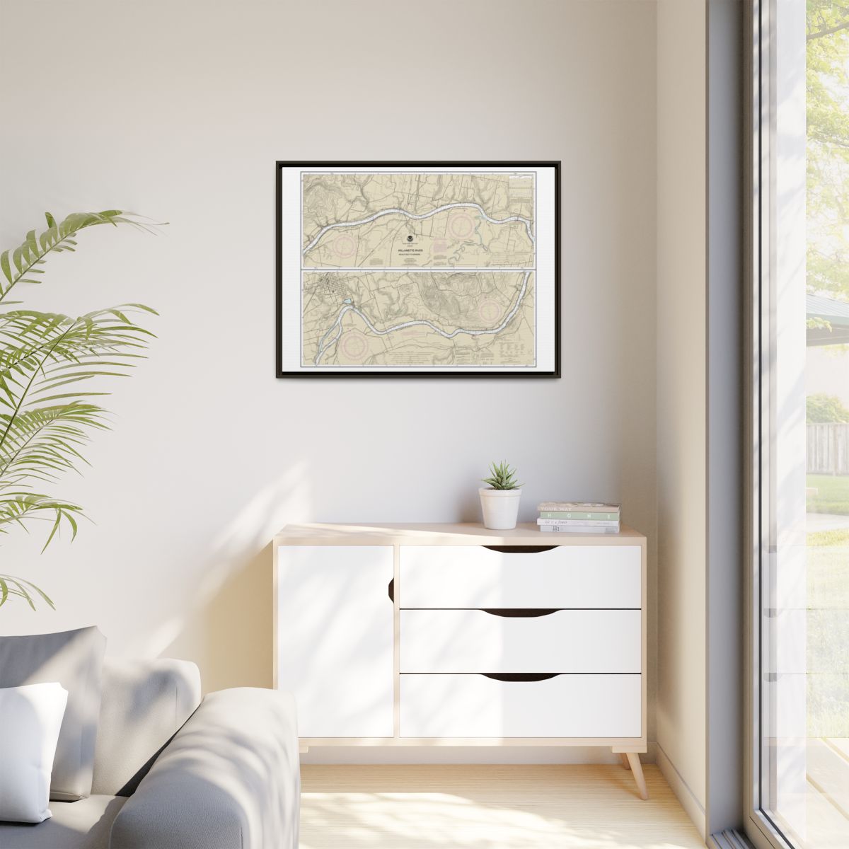 Chart 18529 Willamette River Walnut Eddy To Newburg - NOAA Nautical Chart Floating Frame Canvas | 32" x 24" | 40" x 30" - Espresso context-1