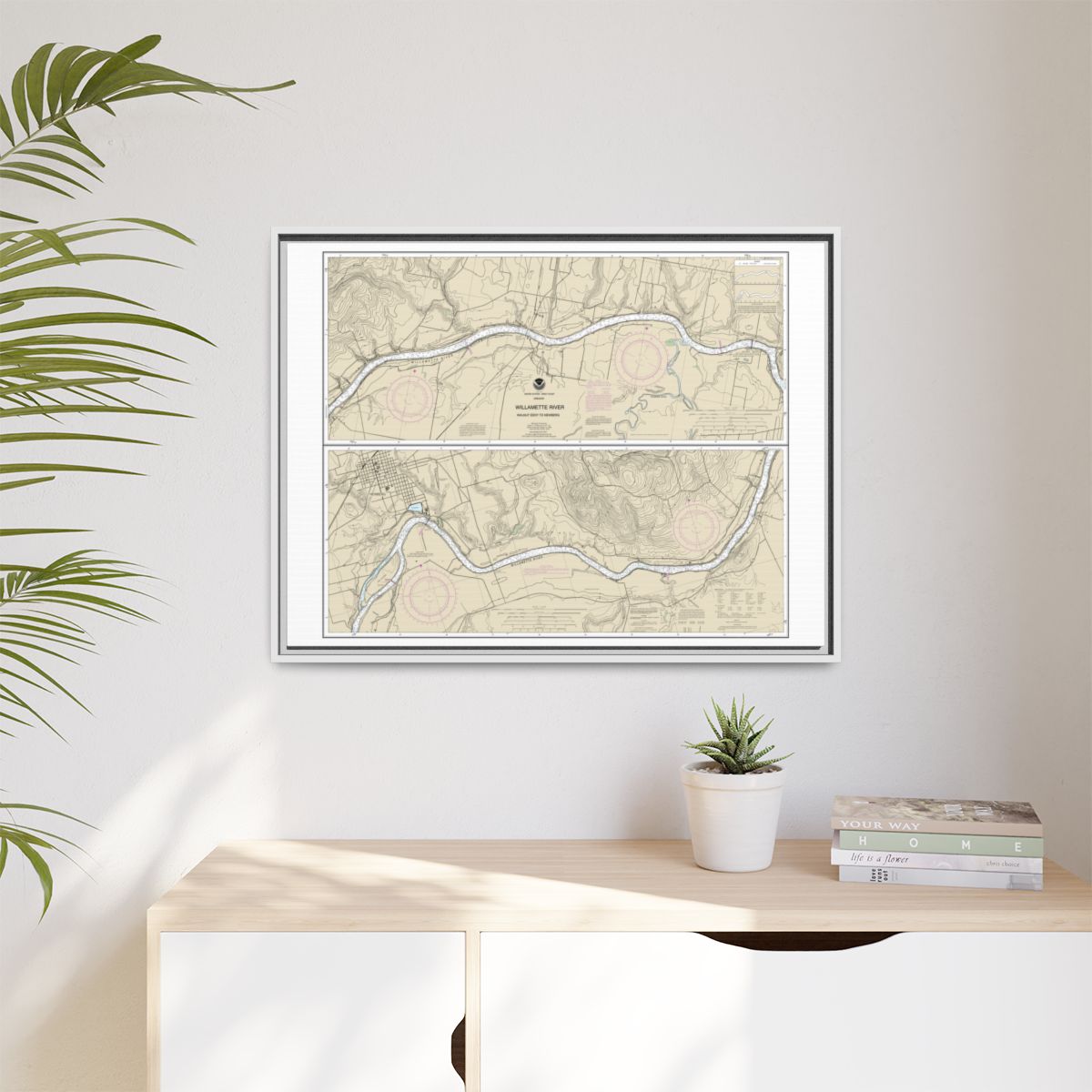 Chart 18529 Willamette River Walnut Eddy To Newburg - NOAA Nautical Chart Floating Frame Canvas | 32" x 24" | 40" x 30" - White context-1