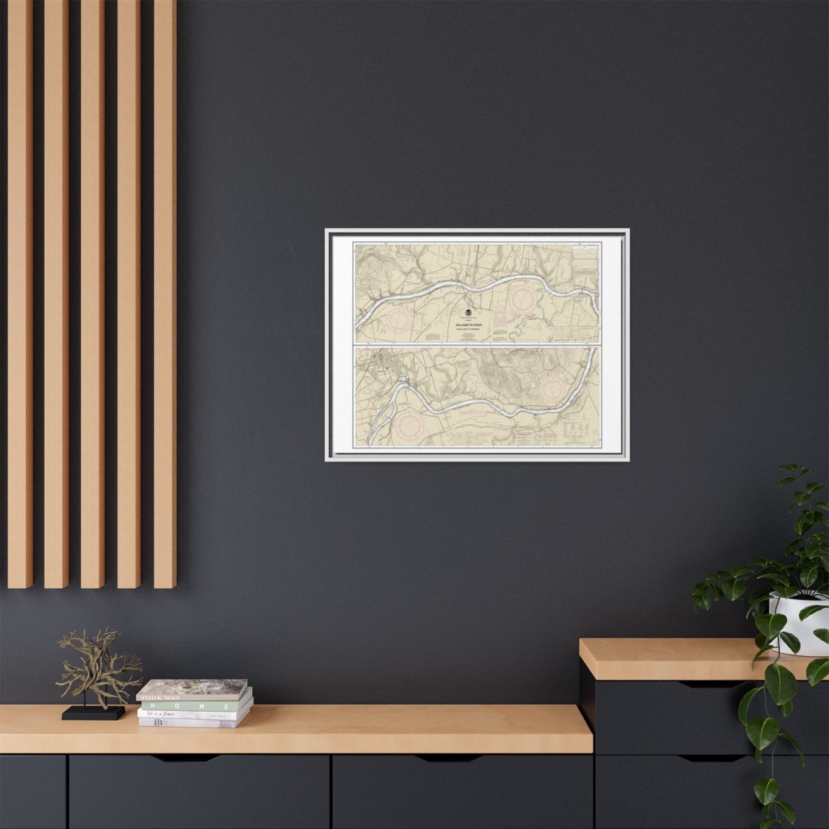 Chart 18529 Willamette River Walnut Eddy To Newburg - NOAA Nautical Chart Floating Frame Canvas | 32" x 24" | 40" x 30" - White context-2