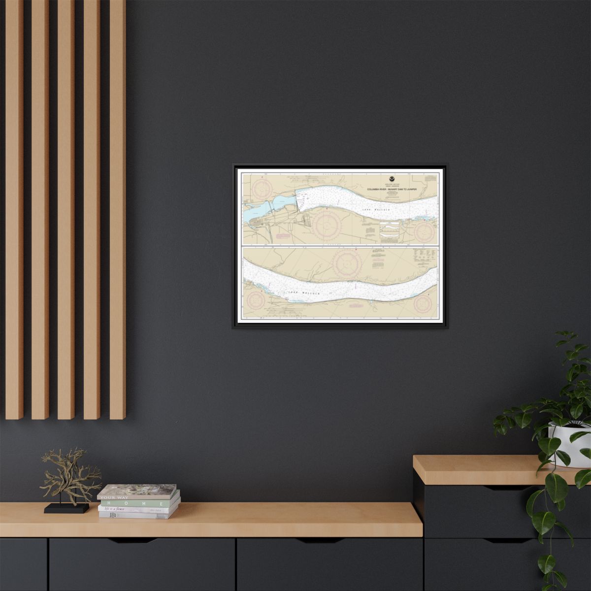 Chart 18541 Columbia River-McNary Dam to Juniper - NOAA Nautical Chart Floating Frame Canvas | 32" x 24" | 40" x 30" - Black context-2