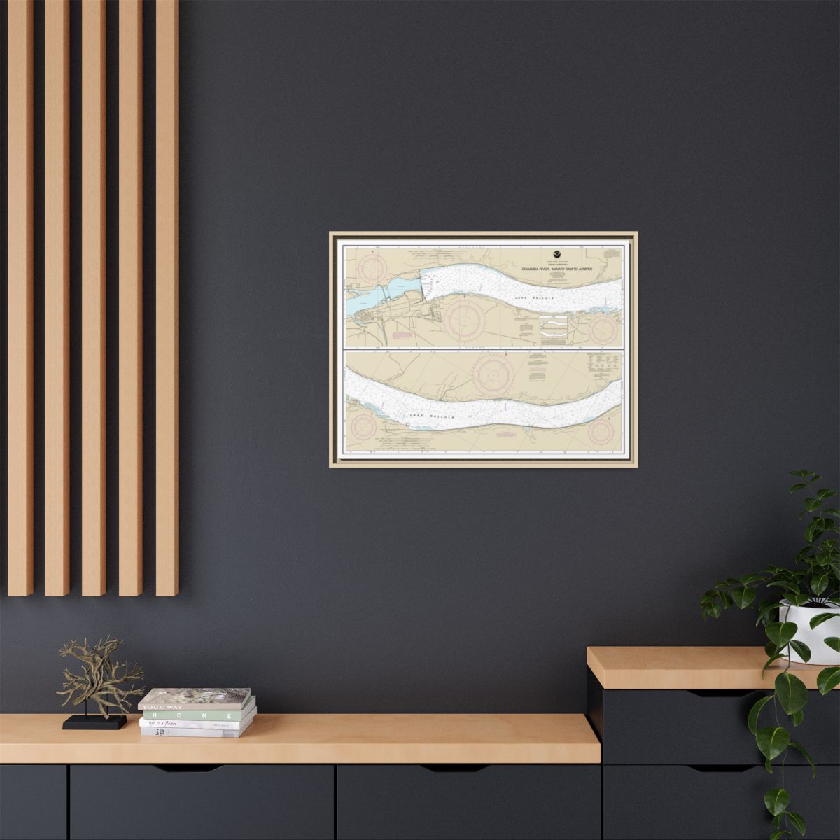 Chart 18541 Columbia River-McNary Dam to Juniper - NOAA Nautical Chart Floating Frame Canvas | 32" x 24" | 40" x 30" - Natural context-2