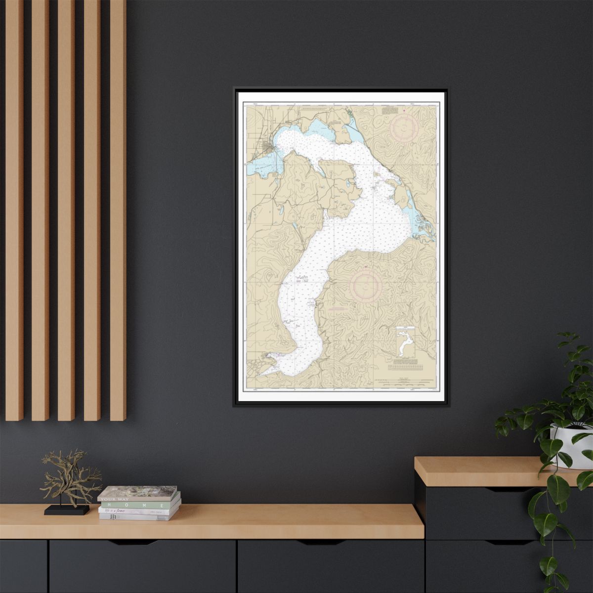 Chart 18554 Lake Pend Oreille - NOAA Nautical Chart Floating Frame Canvas | 20" x 30" | 24" x 36" | 32" x 48" - Black context-2