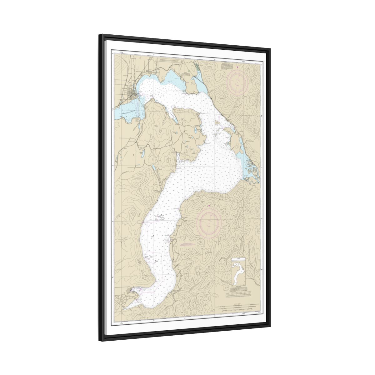 Chart 18554 Lake Pend Oreille - NOAA Nautical Chart Floating Frame Canvas | 20" x 30" | 24" x 36" | 32" x 48" - Black side