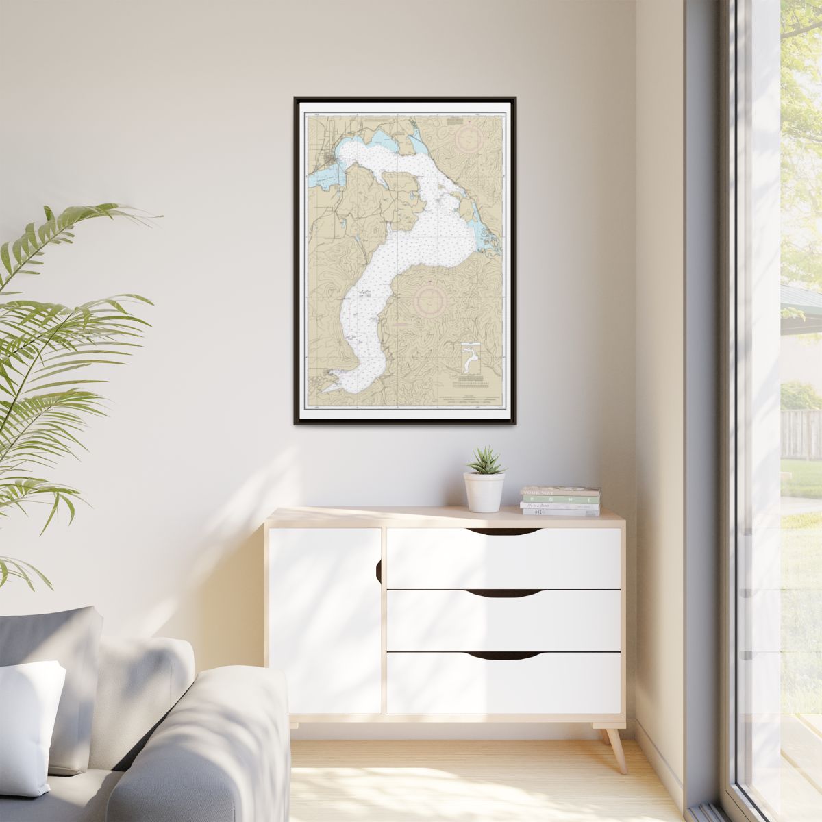 Chart 18554 Lake Pend Oreille - NOAA Nautical Chart Floating Frame Canvas | 20" x 30" | 24" x 36" | 32" x 48" - Espresso context-1