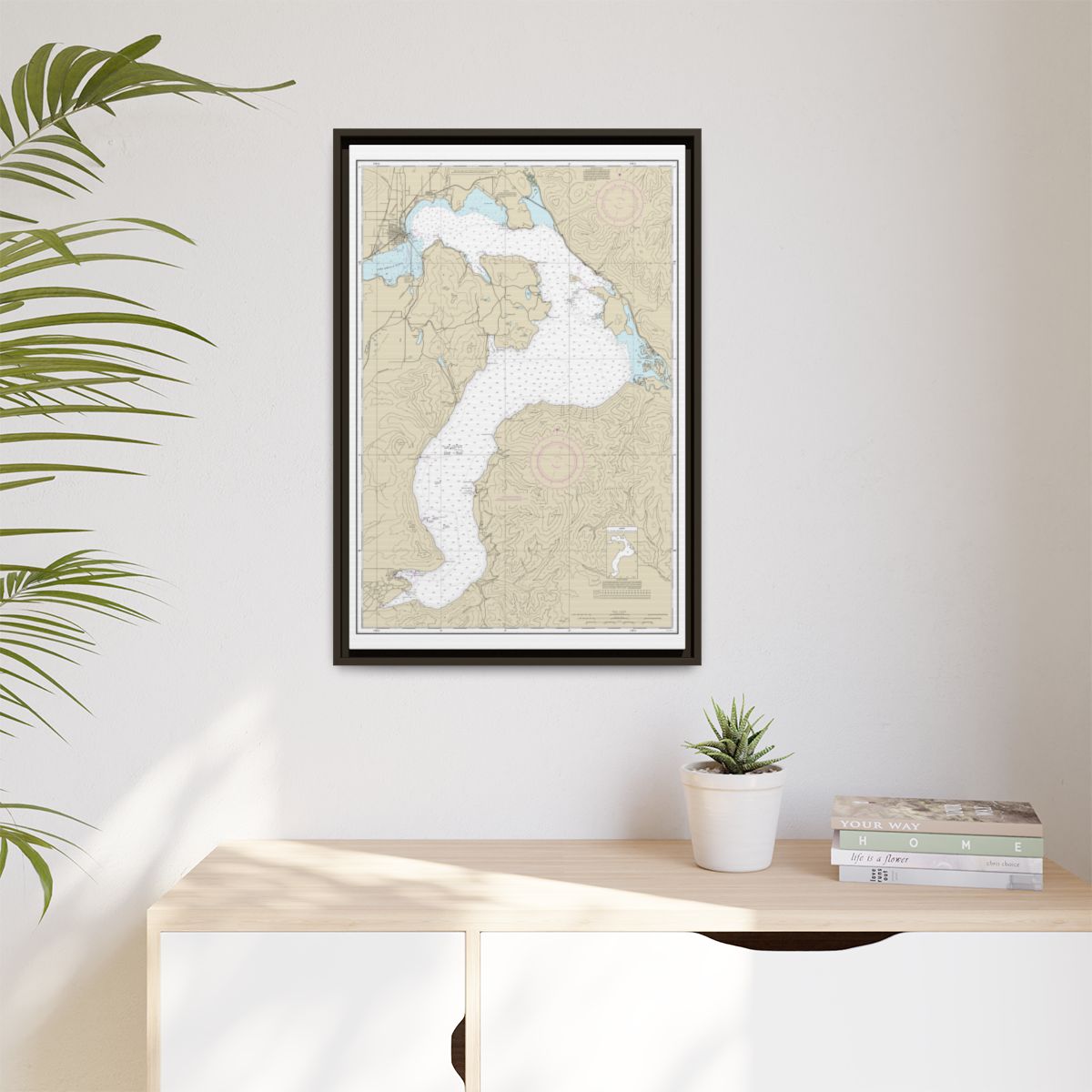 Chart 18554 Lake Pend Oreille - NOAA Nautical Chart Floating Frame Canvas | 20" x 30" | 24" x 36" | 32" x 48" - Espresso context-1