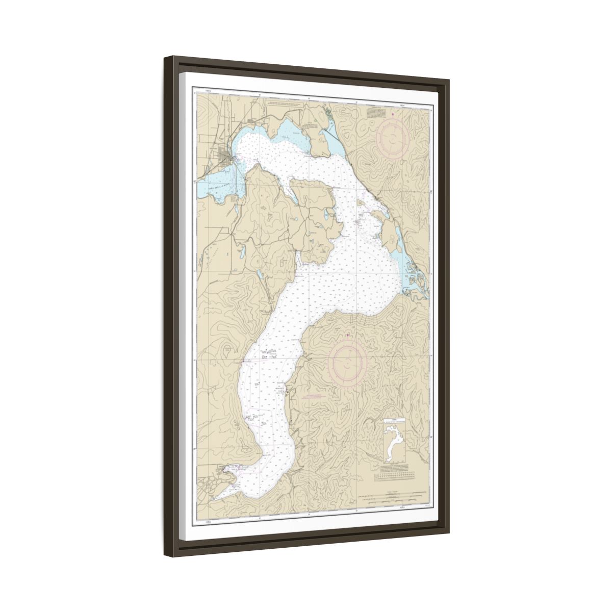 Chart 18554 Lake Pend Oreille - NOAA Nautical Chart Floating Frame Canvas | 20" x 30" | 24" x 36" | 32" x 48" - Espresso side