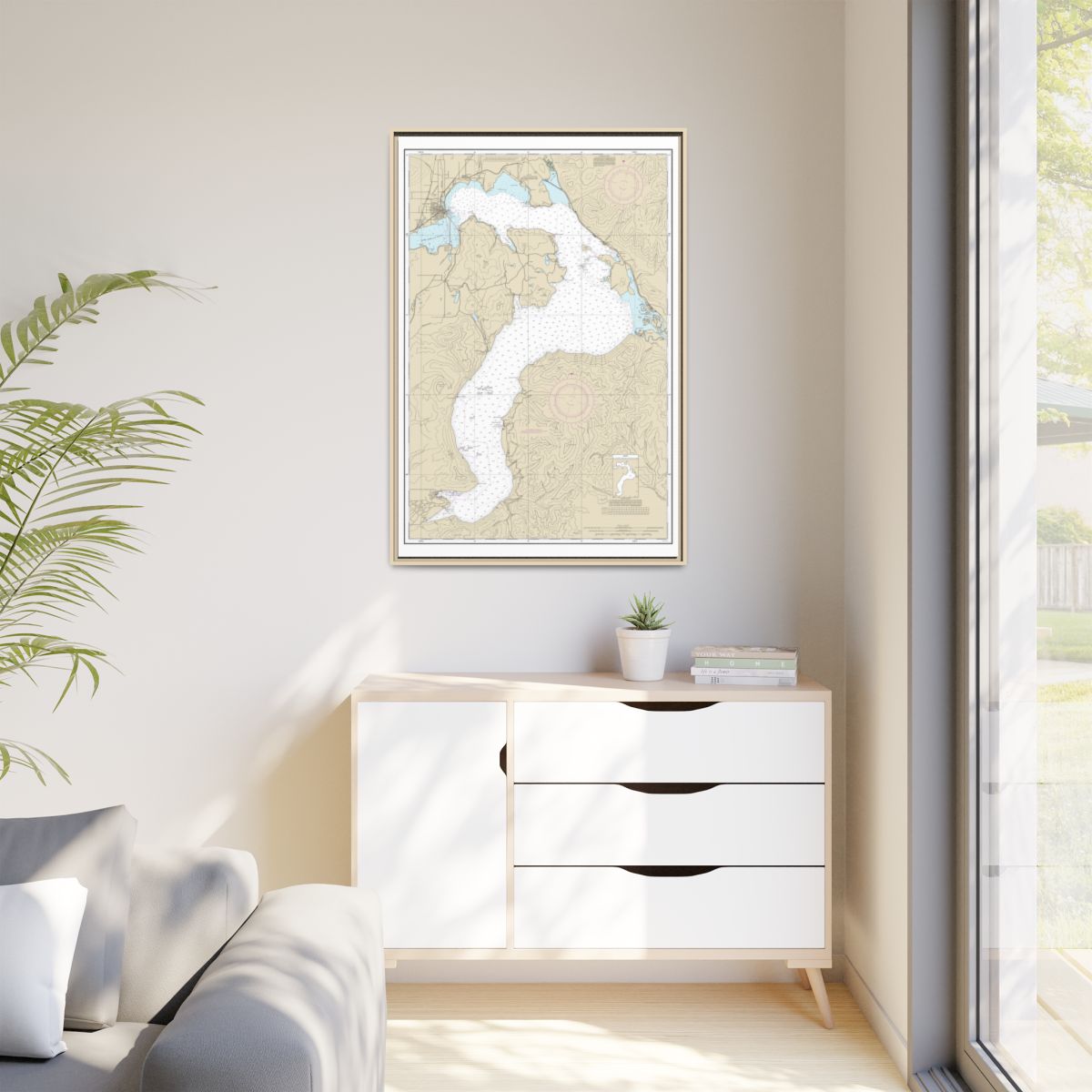 Chart 18554 Lake Pend Oreille - NOAA Nautical Chart Floating Frame Canvas | 20" x 30" | 24" x 36" | 32" x 48" - Natural context-1