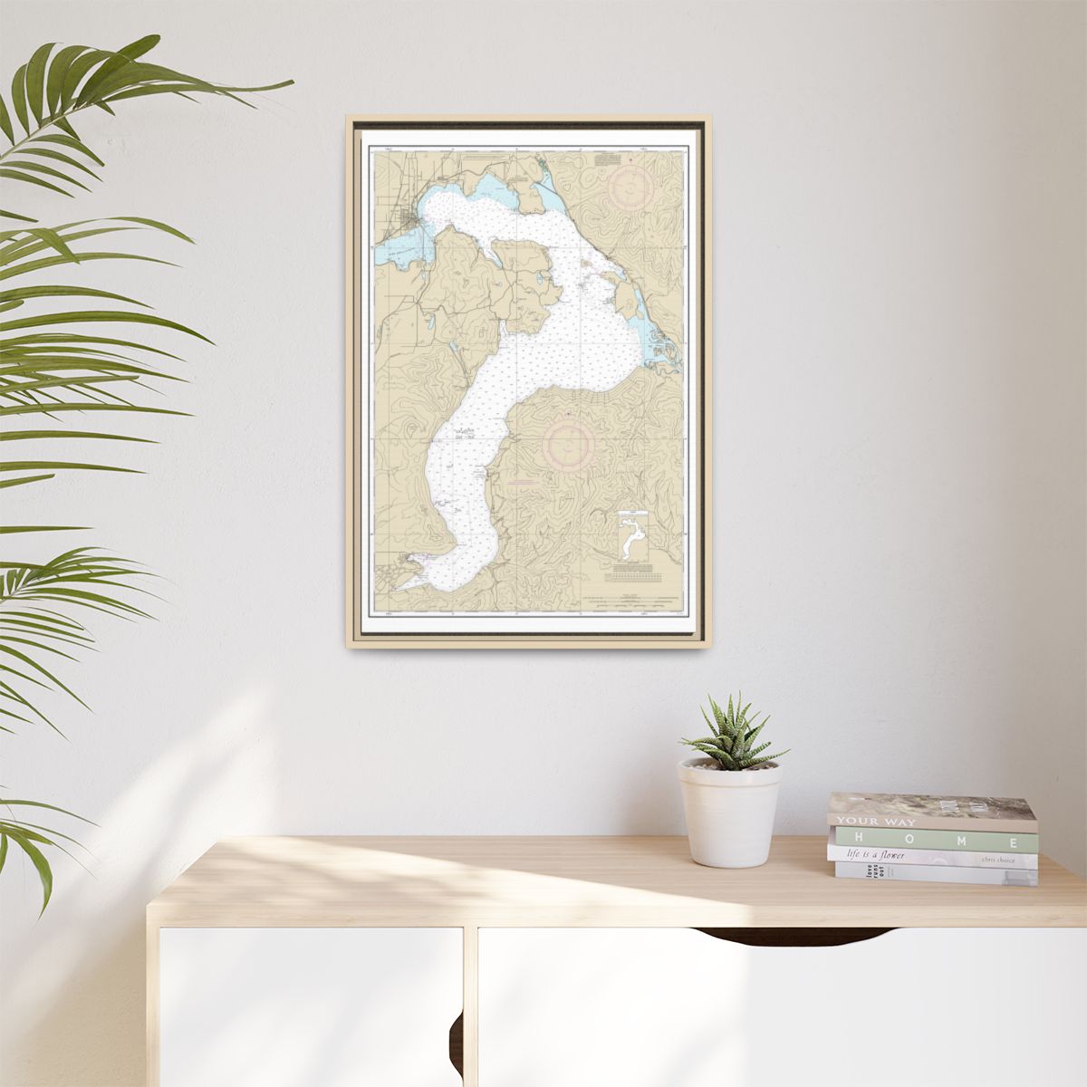 Chart 18554 Lake Pend Oreille - NOAA Nautical Chart Floating Frame Canvas | 20" x 30" | 24" x 36" | 32" x 48" - Natural context-1