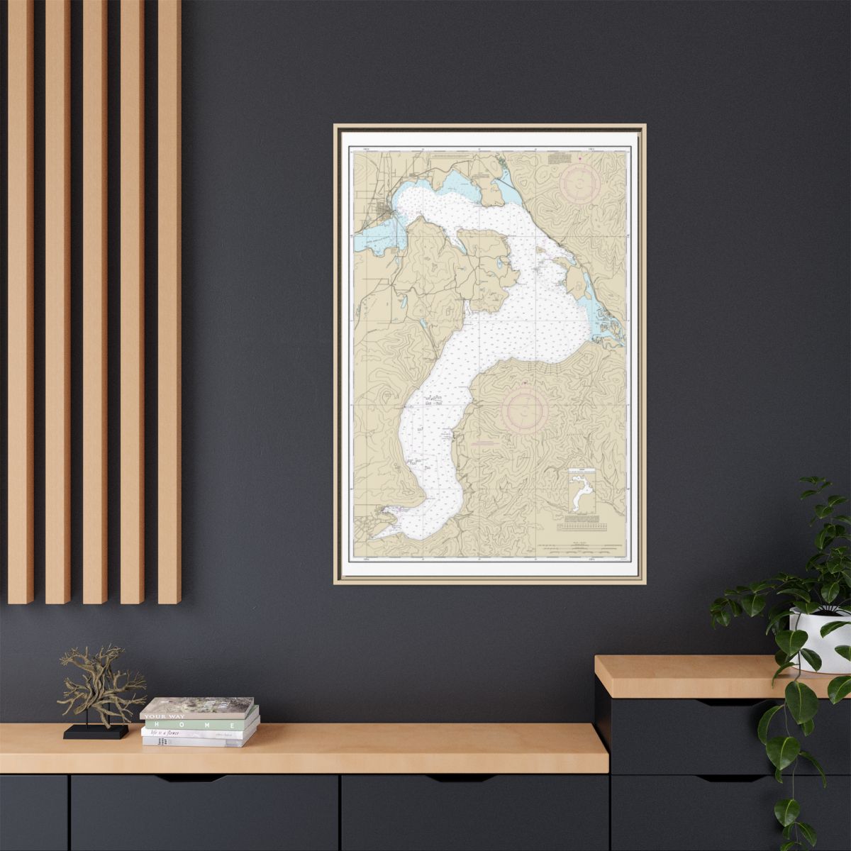 Chart 18554 Lake Pend Oreille - NOAA Nautical Chart Floating Frame Canvas | 20" x 30" | 24" x 36" | 32" x 48" - Natural context-2