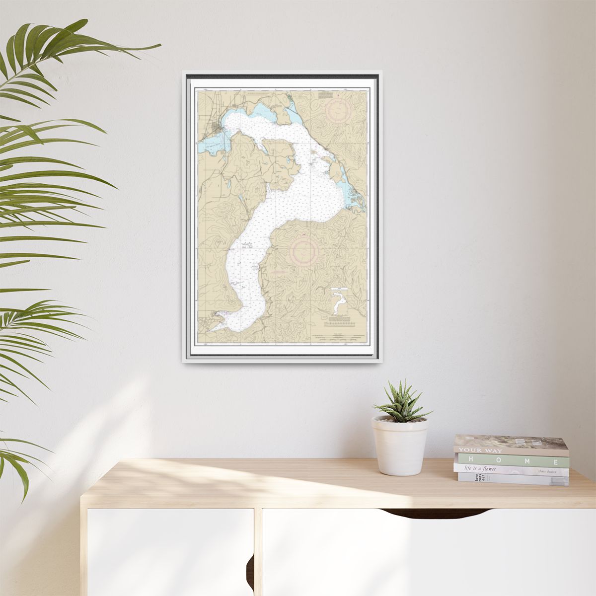 Chart 18554 Lake Pend Oreille - NOAA Nautical Chart Floating Frame Canvas | 20" x 30" | 24" x 36" | 32" x 48" - White context-1