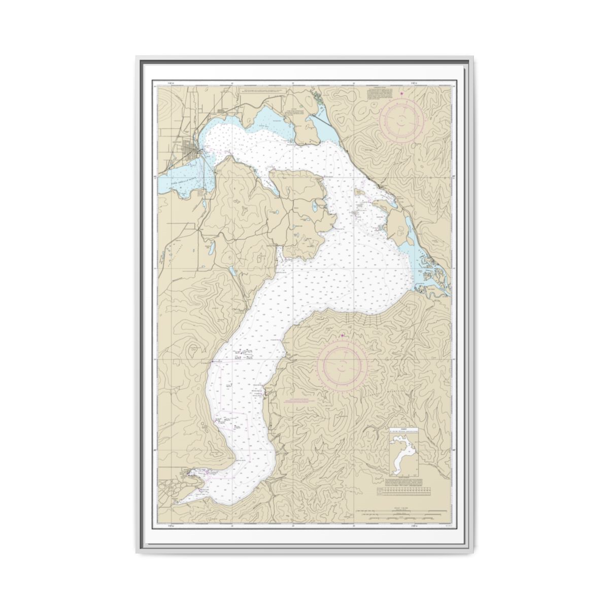 Chart 18554 Lake Pend Oreille - NOAA Nautical Chart Floating Frame Canvas | 20" x 30" | 24" x 36" | 32" x 48" - White front