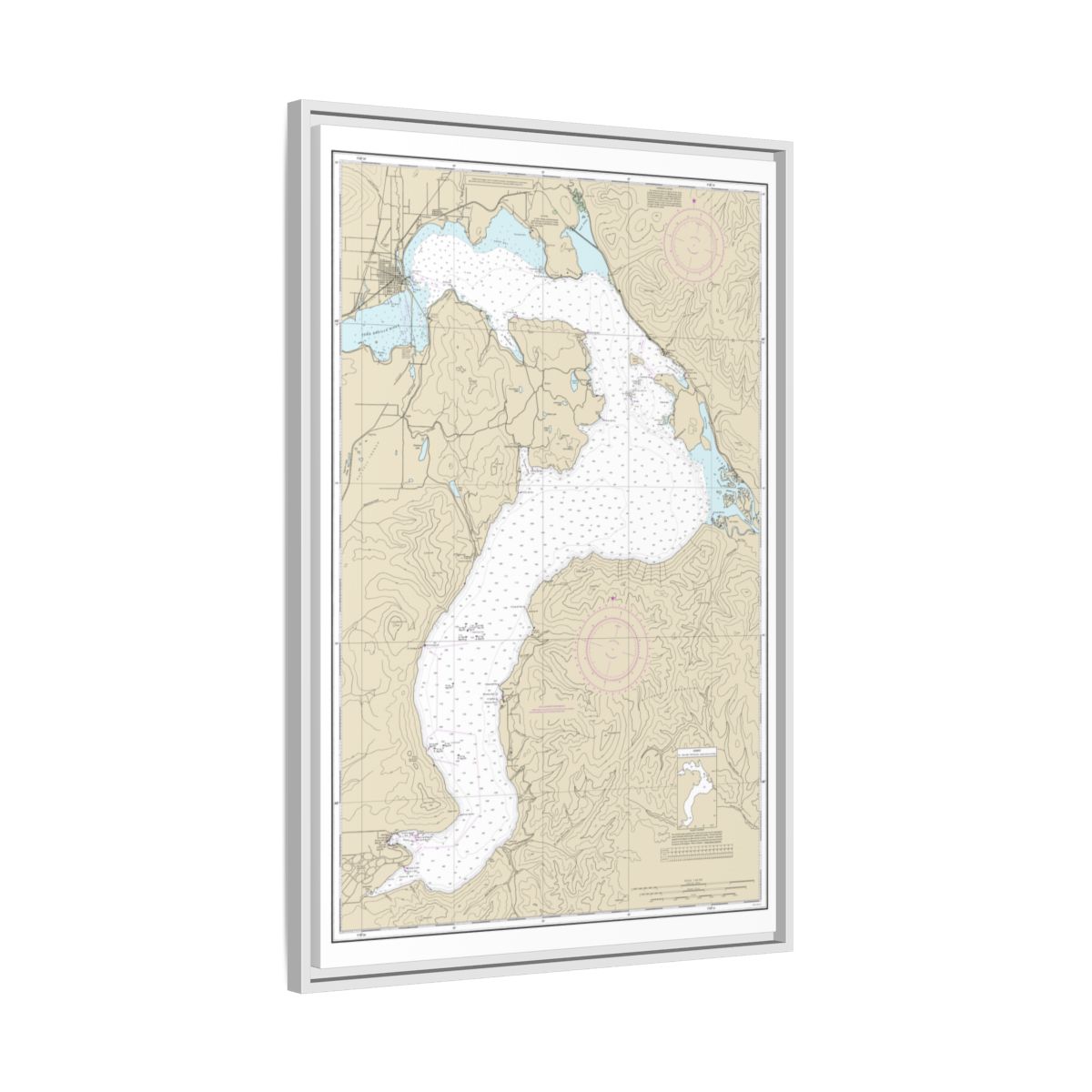 Chart 18554 Lake Pend Oreille - NOAA Nautical Chart Floating Frame Canvas | 20" x 30" | 24" x 36" | 32" x 48" - White side
