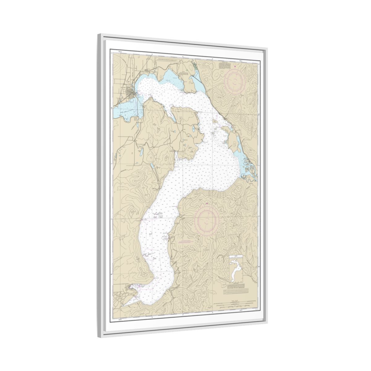 Chart 18554 Lake Pend Oreille - NOAA Nautical Chart Floating Frame Canvas | 20" x 30" | 24" x 36" | 32" x 48" - White side