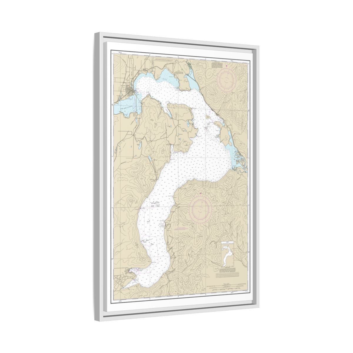 Chart 18554 Lake Pend Oreille - NOAA Nautical Chart Floating Frame Canvas | 20" x 30" | 24" x 36" | 32" x 48" - White side