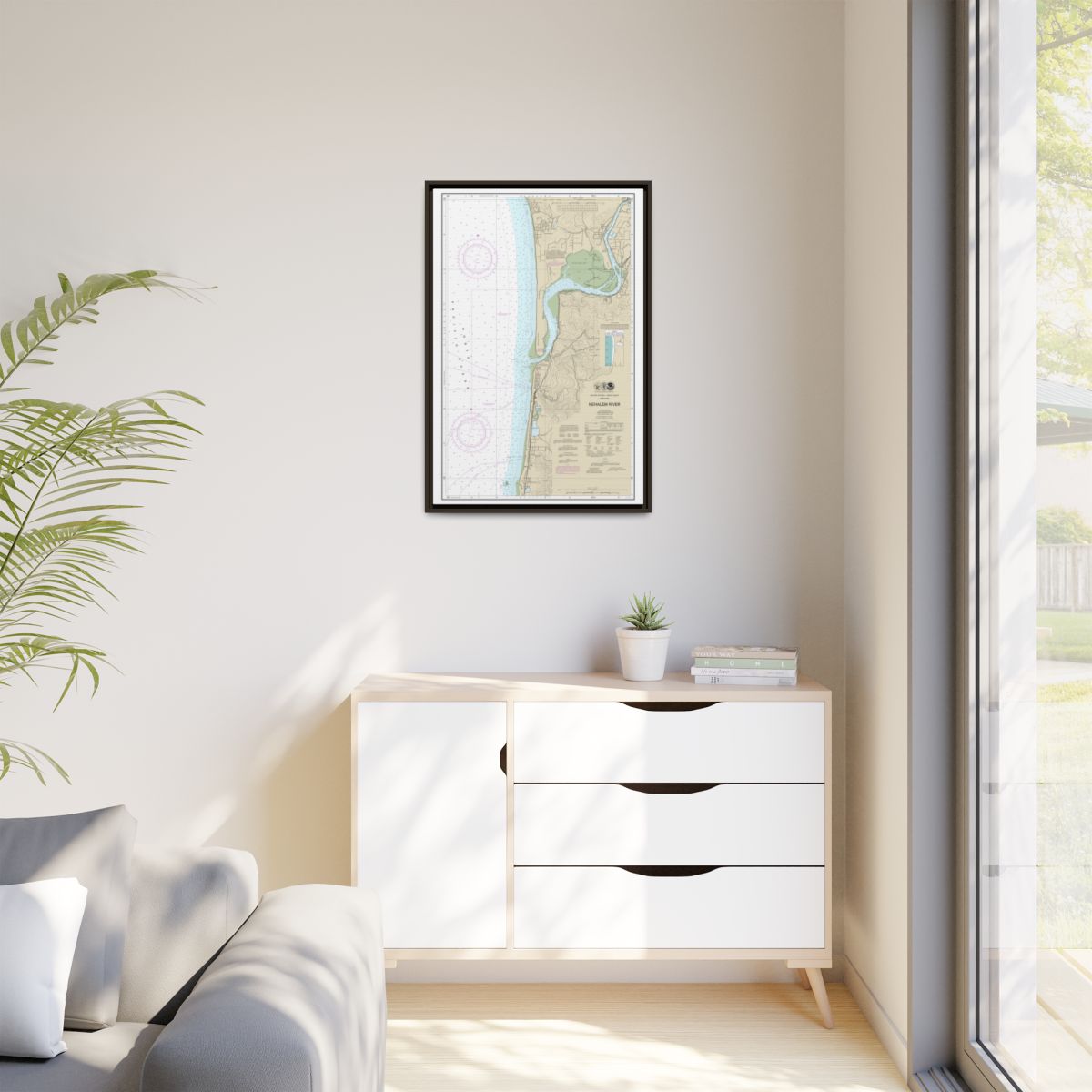Chart 18556 Nehalem River - NOAA Nautical Chart Floating Frame Canvas | 20" x 30" | 24" x 36" | 32" x 48" - Espresso context-1
