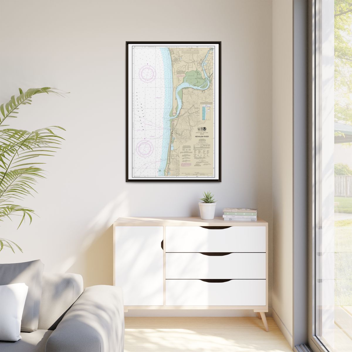 Chart 18556 Nehalem River - NOAA Nautical Chart Floating Frame Canvas | 20" x 30" | 24" x 36" | 32" x 48" - Espresso context-1