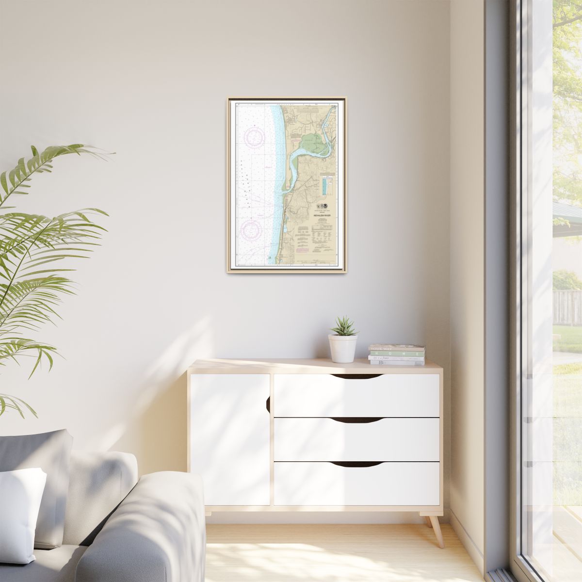 Chart 18556 Nehalem River - NOAA Nautical Chart Floating Frame Canvas | 20" x 30" | 24" x 36" | 32" x 48" - Natural context-1