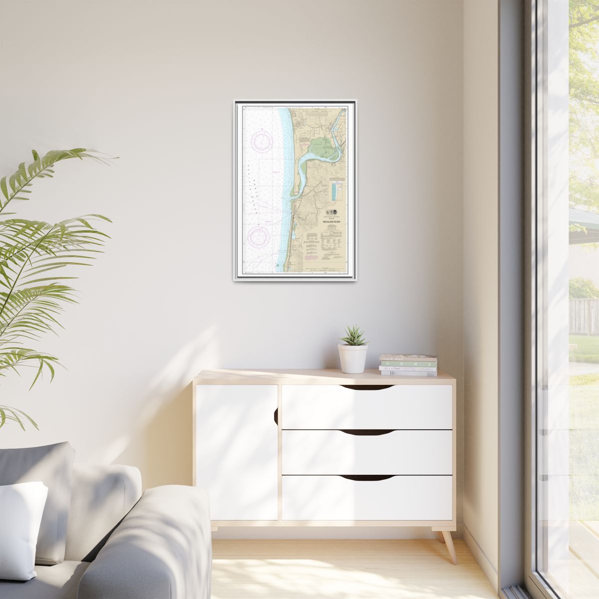 Chart 18556 Nehalem River - NOAA Nautical Chart Floating Frame Canvas | 20" x 30" | 24" x 36" | 32" x 48" - White context-1