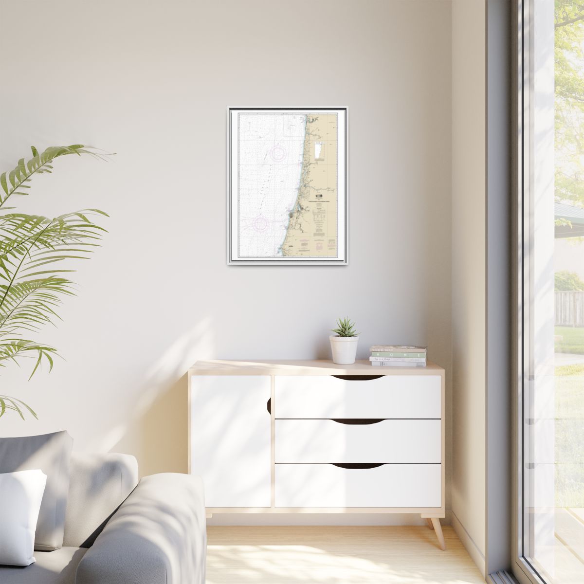 Chart 18580 Cape Blanco to Yaquina Head - NOAA Nautical Chart Floating Frame Canvas | 24" x 32" | 30" x 40" - White context-1