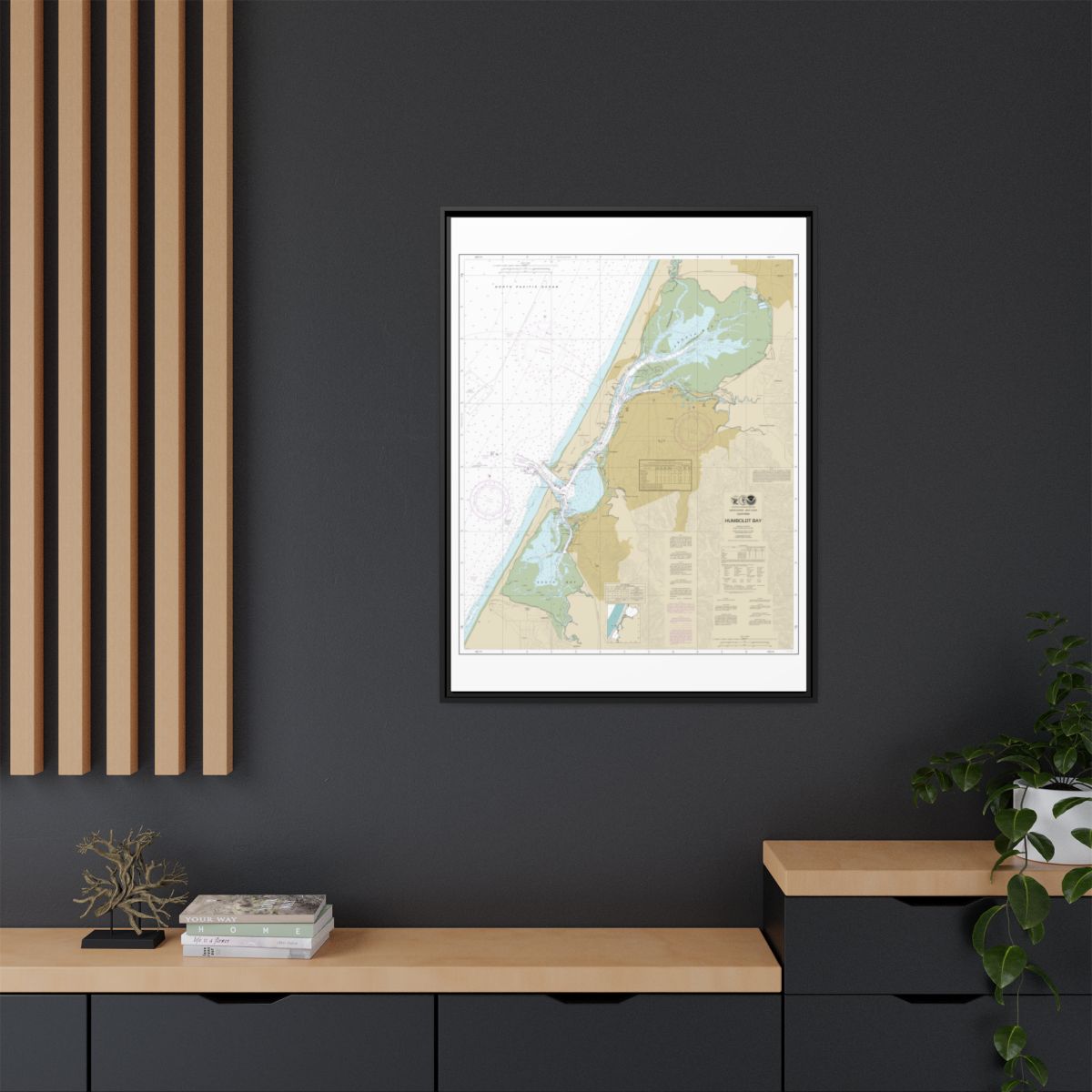 Chart 18622 Humboldt Bay - NOAA Nautical Chart Floating Frame Canvas | 24" x 32" | 30" x 40" - Black context-2