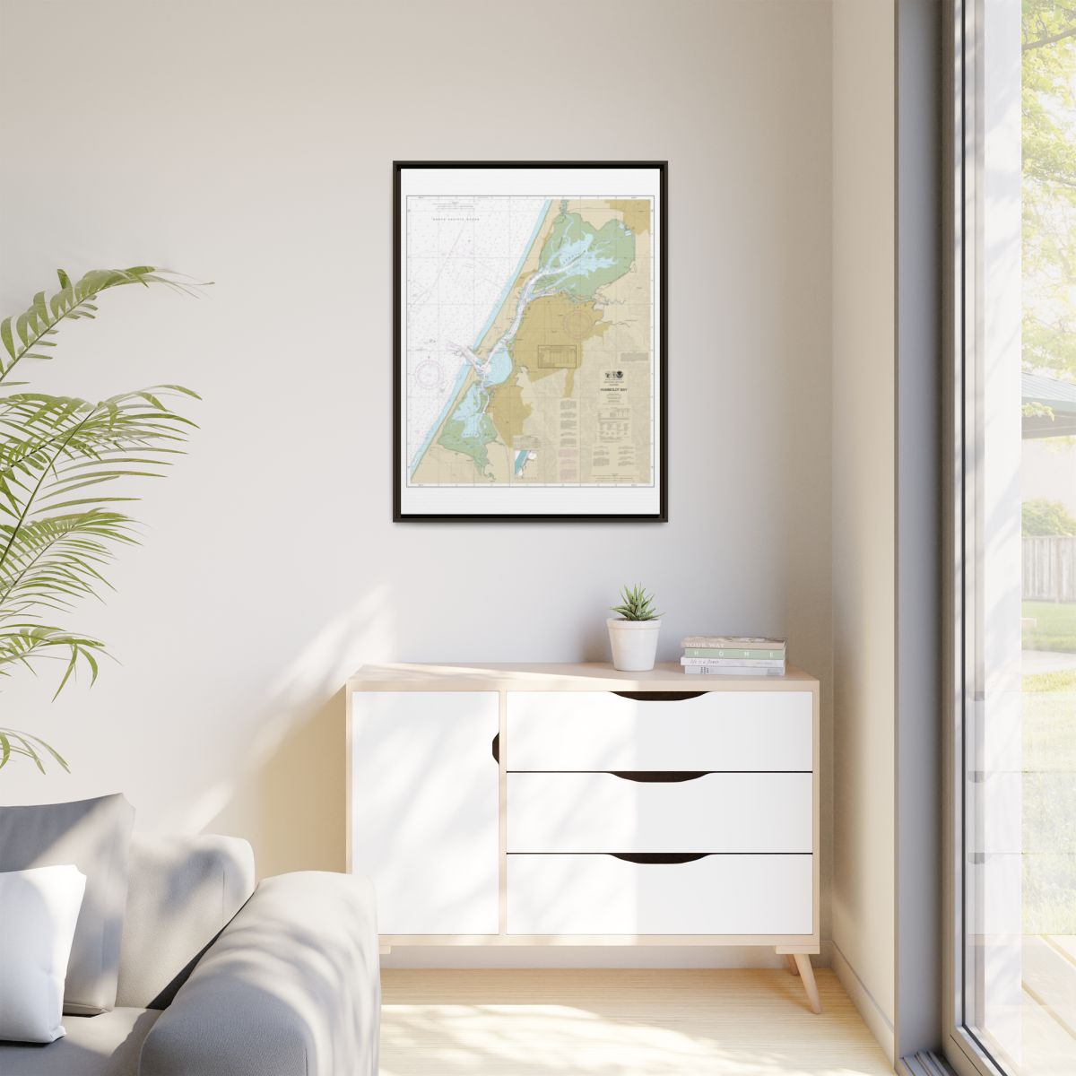 Chart 18622 Humboldt Bay - NOAA Nautical Chart Floating Frame Canvas | 24" x 32" | 30" x 40" - Espresso context-1