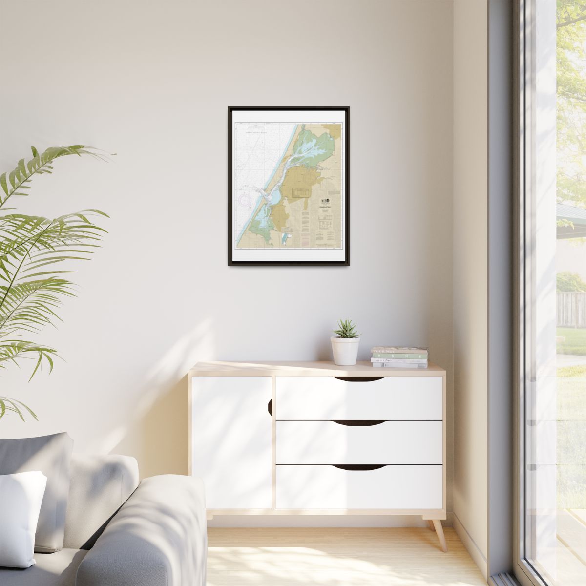 Chart 18622 Humboldt Bay - NOAA Nautical Chart Floating Frame Canvas | 24" x 32" | 30" x 40" - Espresso context-1