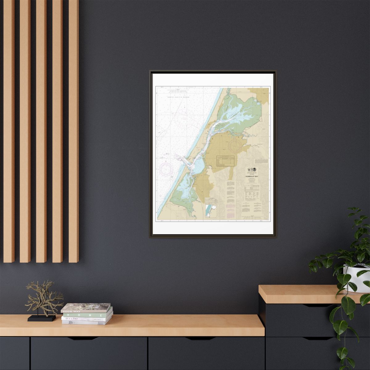 Chart 18622 Humboldt Bay - NOAA Nautical Chart Floating Frame Canvas | 24" x 32" | 30" x 40" - Espresso context-2