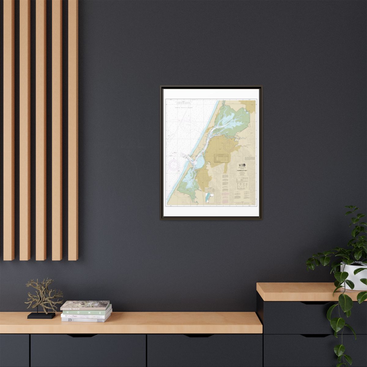 Chart 18622 Humboldt Bay - NOAA Nautical Chart Floating Frame Canvas | 24" x 32" | 30" x 40" - Espresso context-2