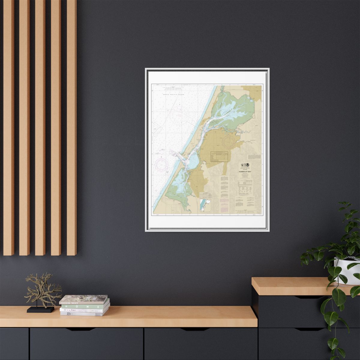 Chart 18622 Humboldt Bay - NOAA Nautical Chart Floating Frame Canvas | 24" x 32" | 30" x 40" - White context-2