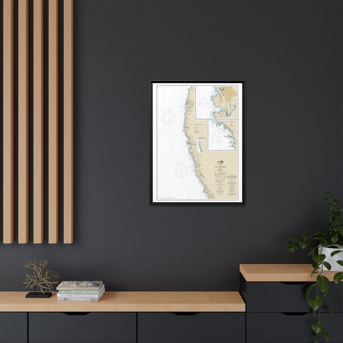 Chart 18626 Elk to Fort Bragg;Fort Bragg and Noyo Anchorage;Elk - NOAA Nautical Chart Floating Frame Canvas | 24" x 32" | 30" x 40" - Black context-2