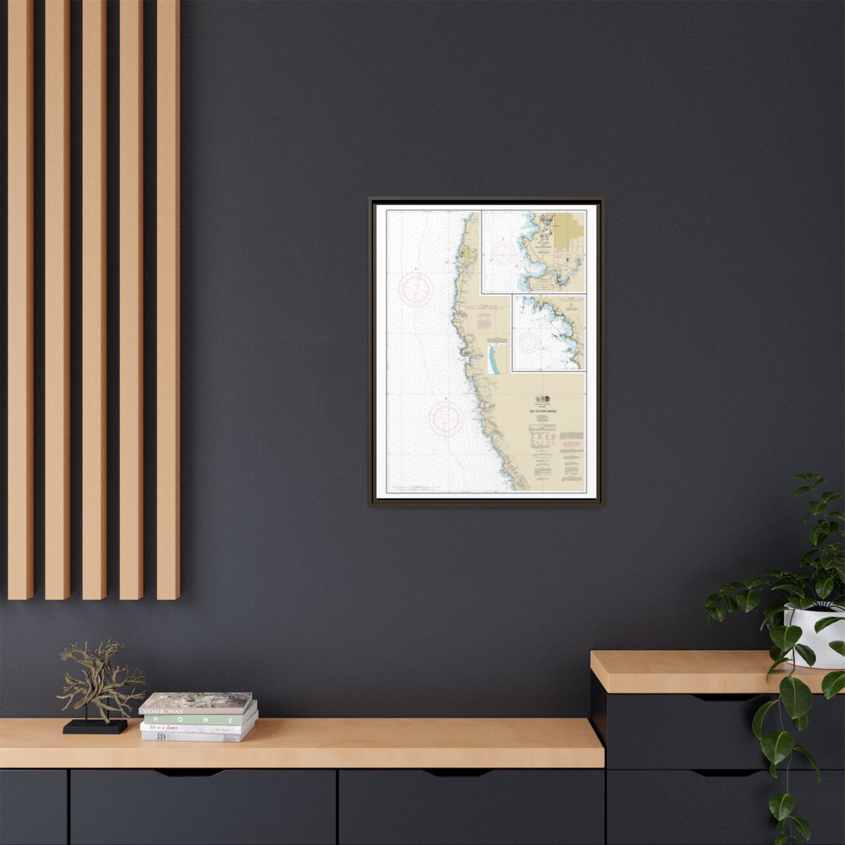 Chart 18626 Elk to Fort Bragg;Fort Bragg and Noyo Anchorage;Elk - NOAA Nautical Chart Floating Frame Canvas | 24" x 32" | 30" x 40" - Espresso context-2