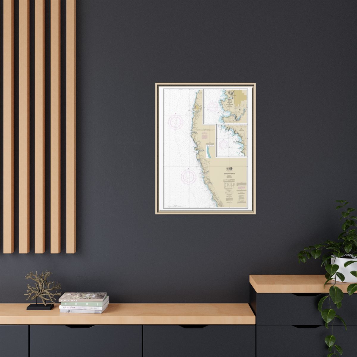 Chart 18626 Elk to Fort Bragg;Fort Bragg and Noyo Anchorage;Elk - NOAA Nautical Chart Floating Frame Canvas | 24" x 32" | 30" x 40" - Natural context-2