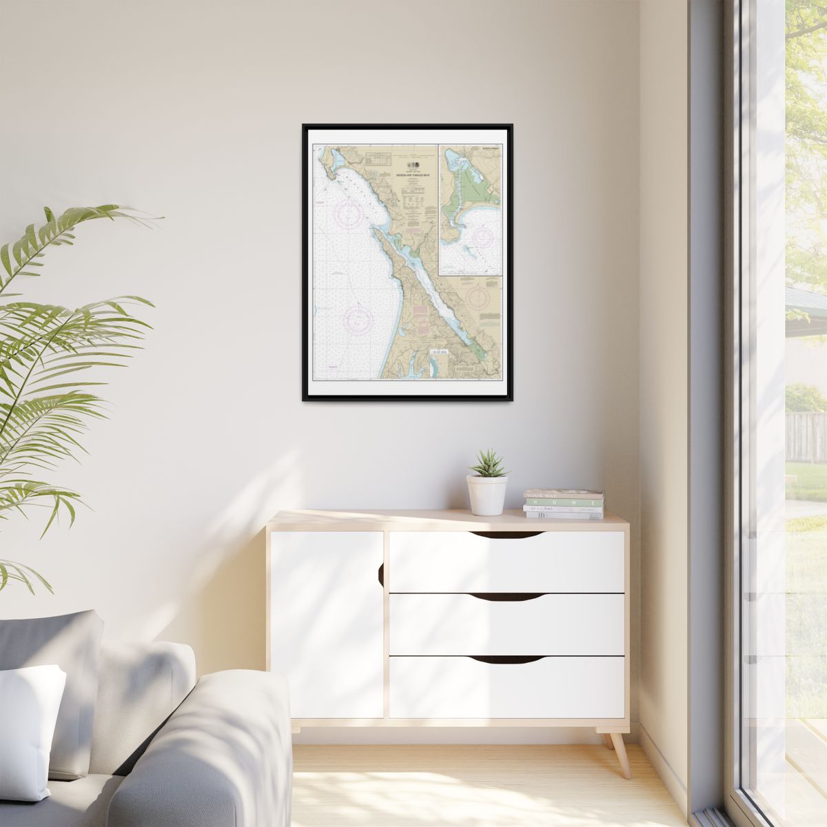 Chart 18643 Bodega and Tomales Bays;Bodega Harbor - NOAA Nautical Chart Floating Frame Canvas | 24" x 32" | 30" x 40" - Black context-1