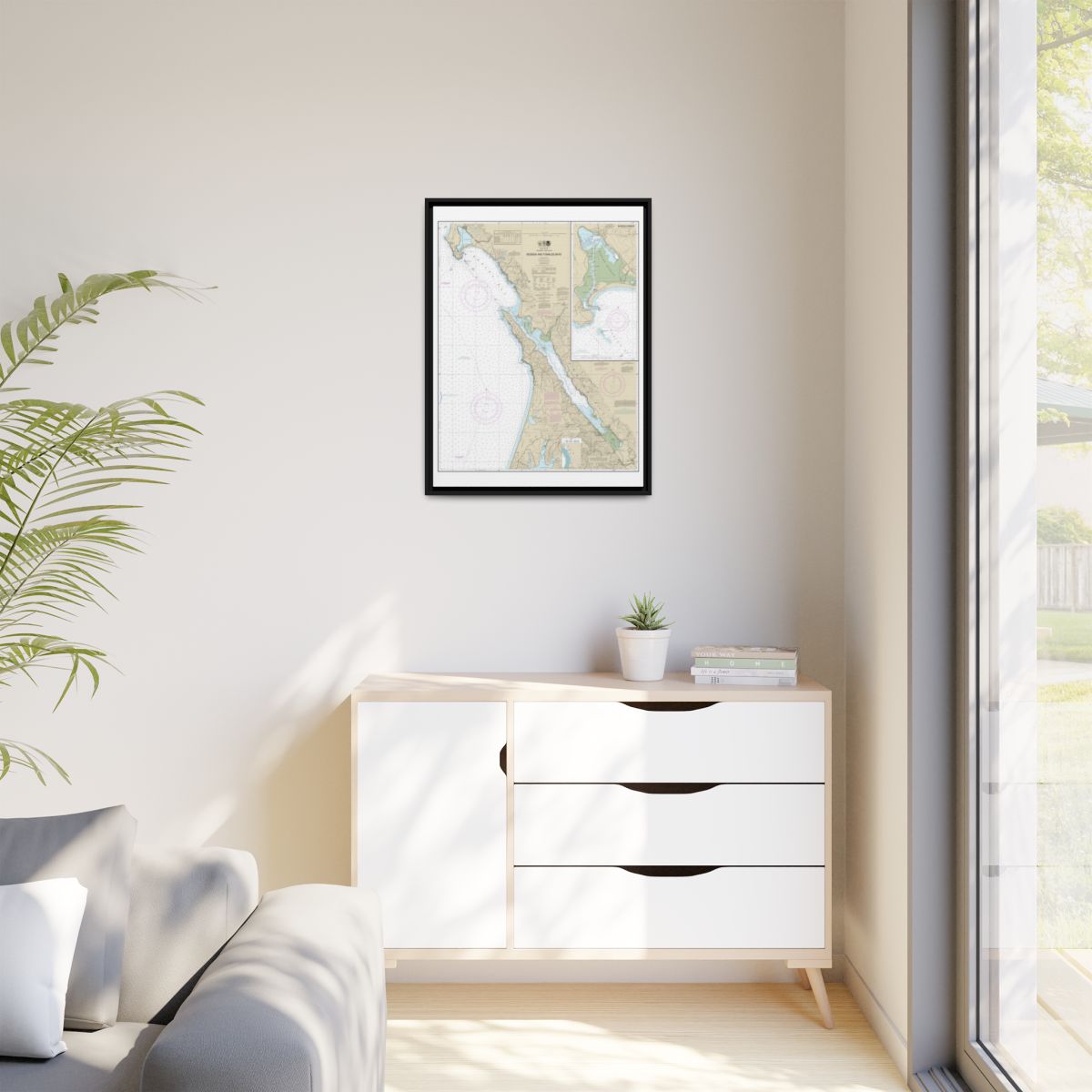 Chart 18643 Bodega and Tomales Bays;Bodega Harbor - NOAA Nautical Chart Floating Frame Canvas | 24" x 32" | 30" x 40" - Black context-1