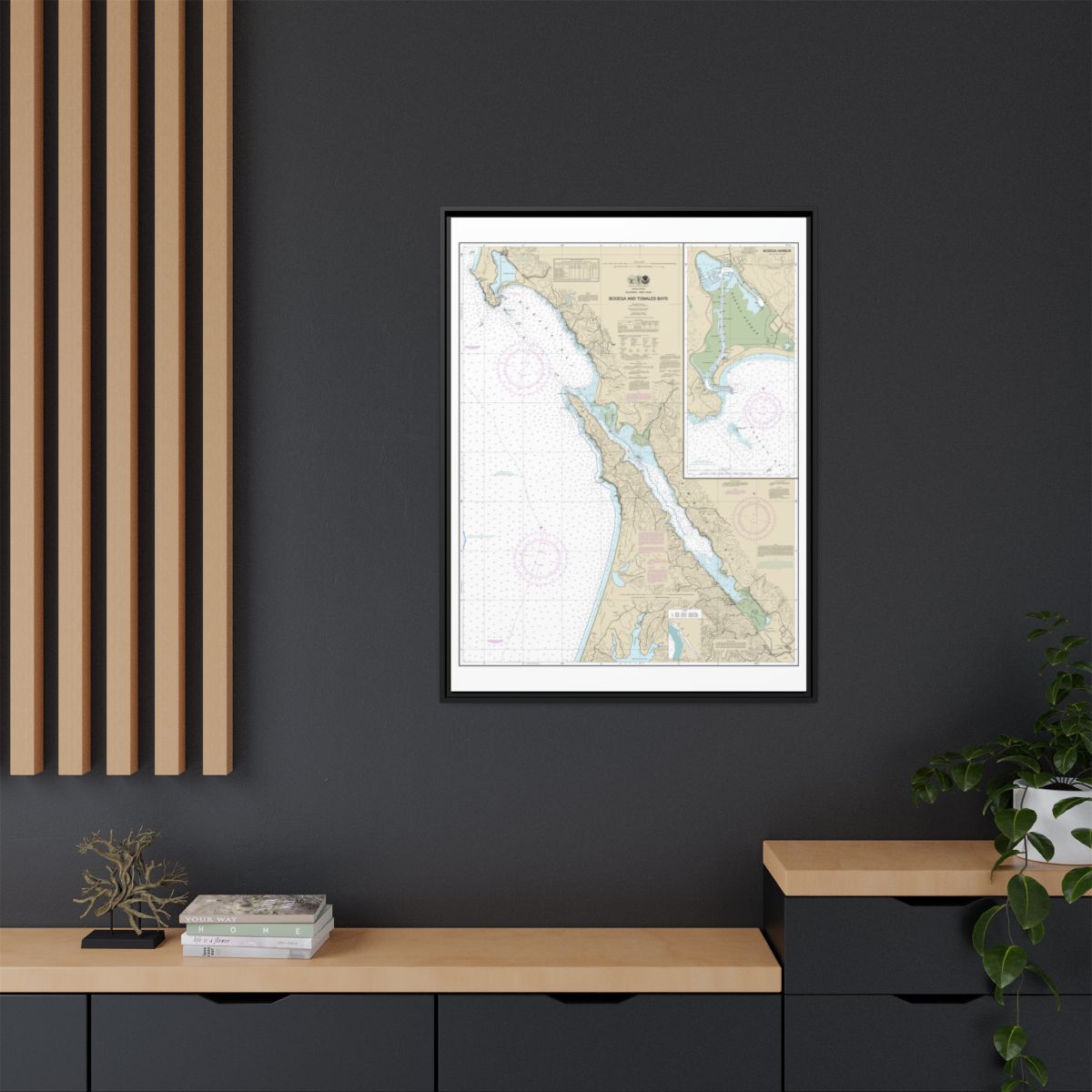 Chart 18643 Bodega and Tomales Bays;Bodega Harbor - NOAA Nautical Chart Floating Frame Canvas | 24" x 32" | 30" x 40" - Black context-2