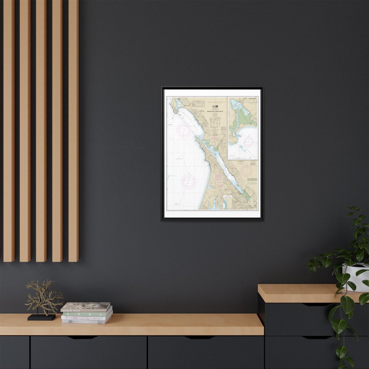 Chart 18643 Bodega and Tomales Bays;Bodega Harbor - NOAA Nautical Chart Floating Frame Canvas | 24" x 32" | 30" x 40" - Black context-2