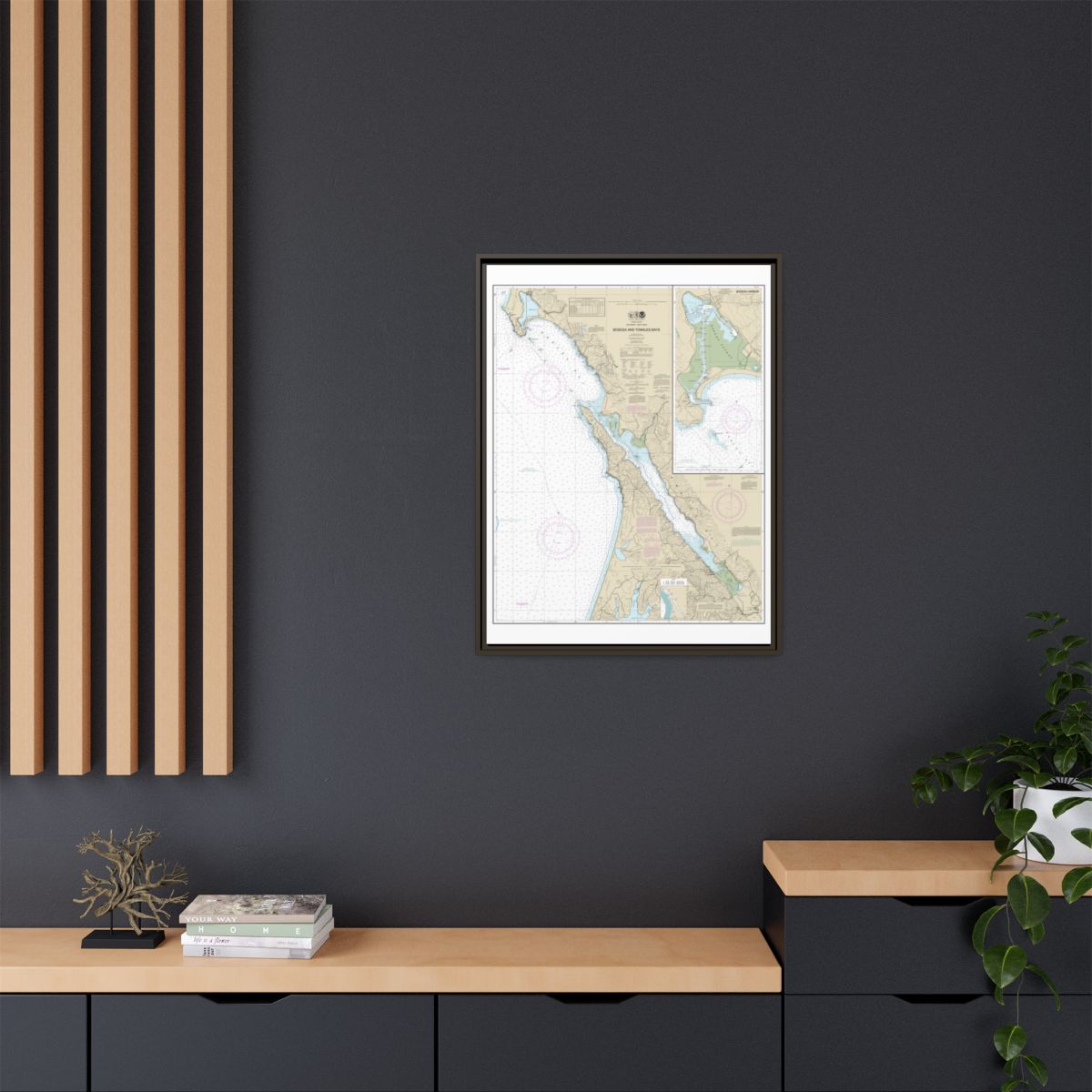 Chart 18643 Bodega and Tomales Bays;Bodega Harbor - NOAA Nautical Chart Floating Frame Canvas | 24" x 32" | 30" x 40" - Espresso context-2