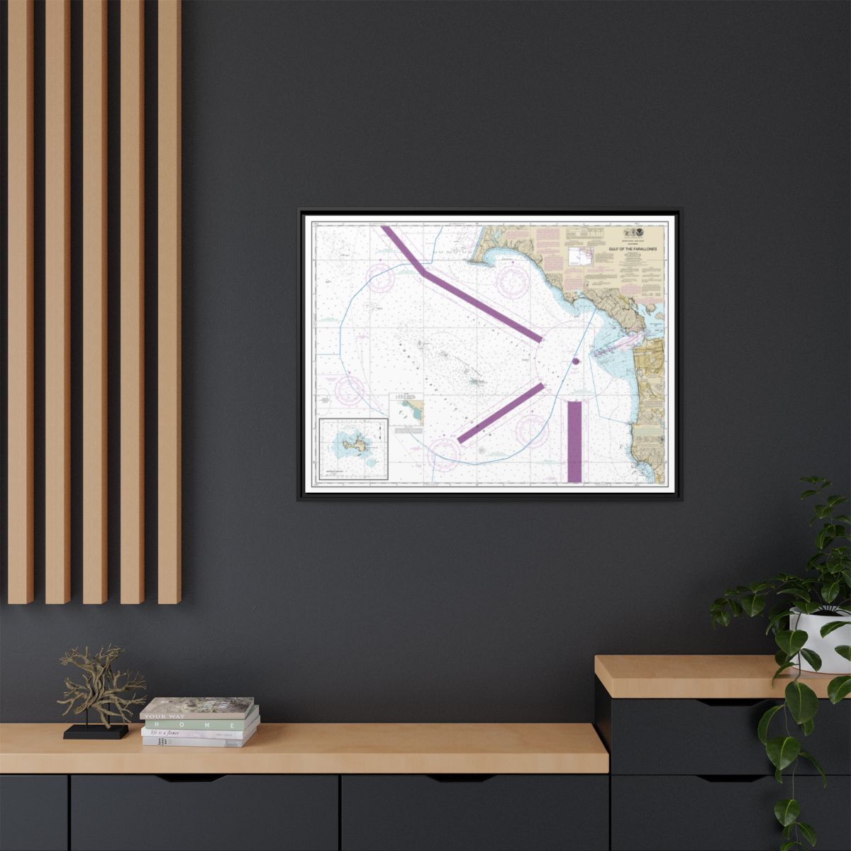 Chart 18645 Gulf of the Farallones;Southeast Farallon - NOAA Nautical Chart Floating Frame Canvas | 32" x 24" | 40" x 30" - Black context-2