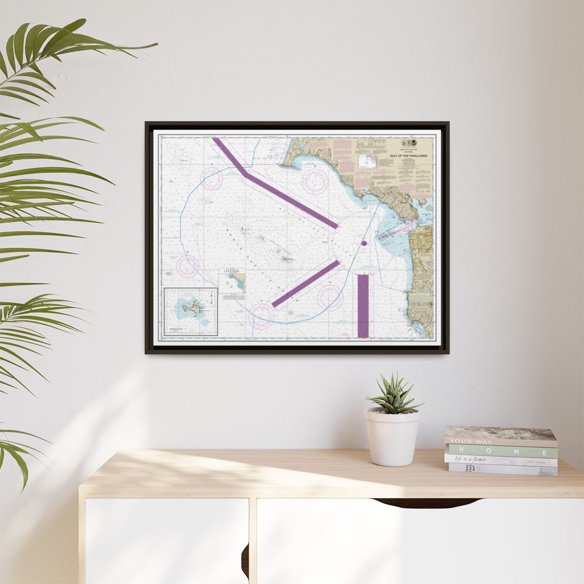 Chart 18645 Gulf of the Farallones;Southeast Farallon - NOAA Nautical Chart Floating Frame Canvas | 32" x 24" | 40" x 30" - Espresso context-1