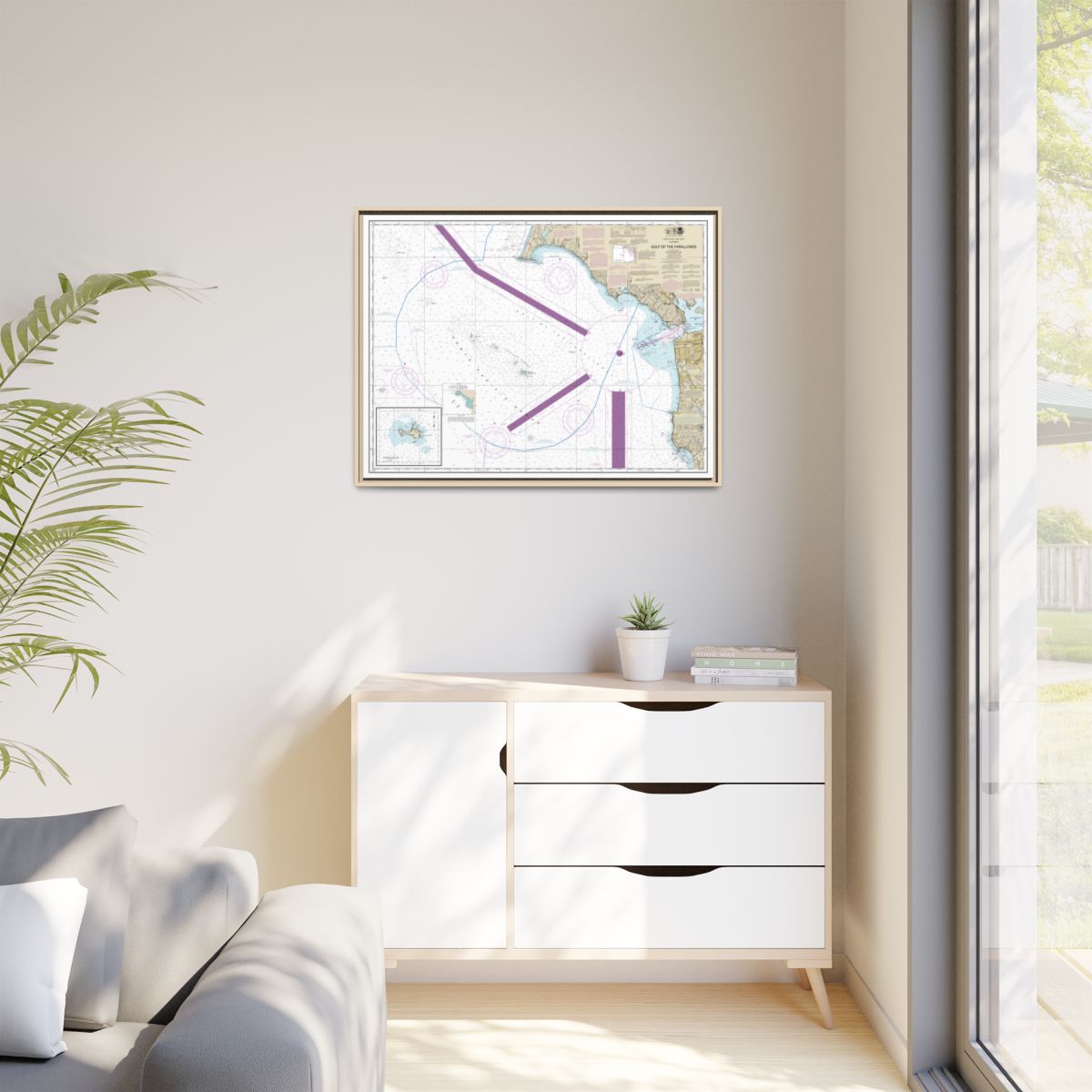 Chart 18645 Gulf of the Farallones;Southeast Farallon - NOAA Nautical Chart Floating Frame Canvas | 32" x 24" | 40" x 30" - Natural context-1