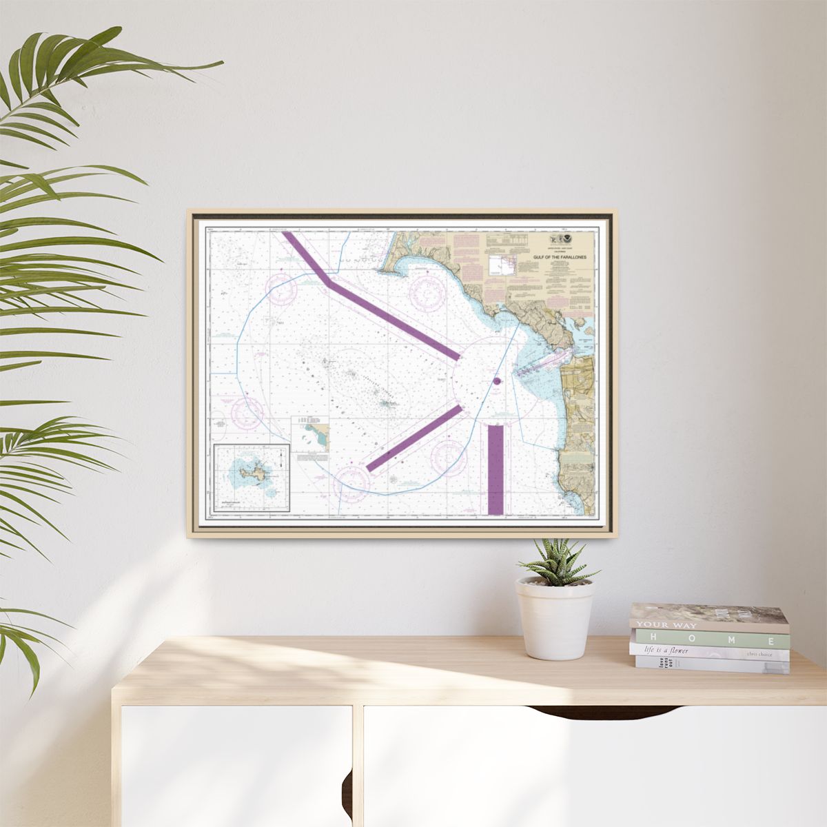 Chart 18645 Gulf of the Farallones;Southeast Farallon - NOAA Nautical Chart Floating Frame Canvas | 32" x 24" | 40" x 30" - Natural context-1