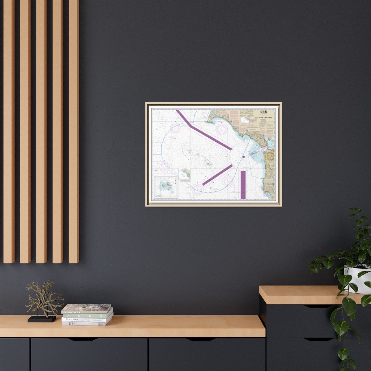 Chart 18645 Gulf of the Farallones;Southeast Farallon - NOAA Nautical Chart Floating Frame Canvas | 32" x 24" | 40" x 30" - Natural context-2