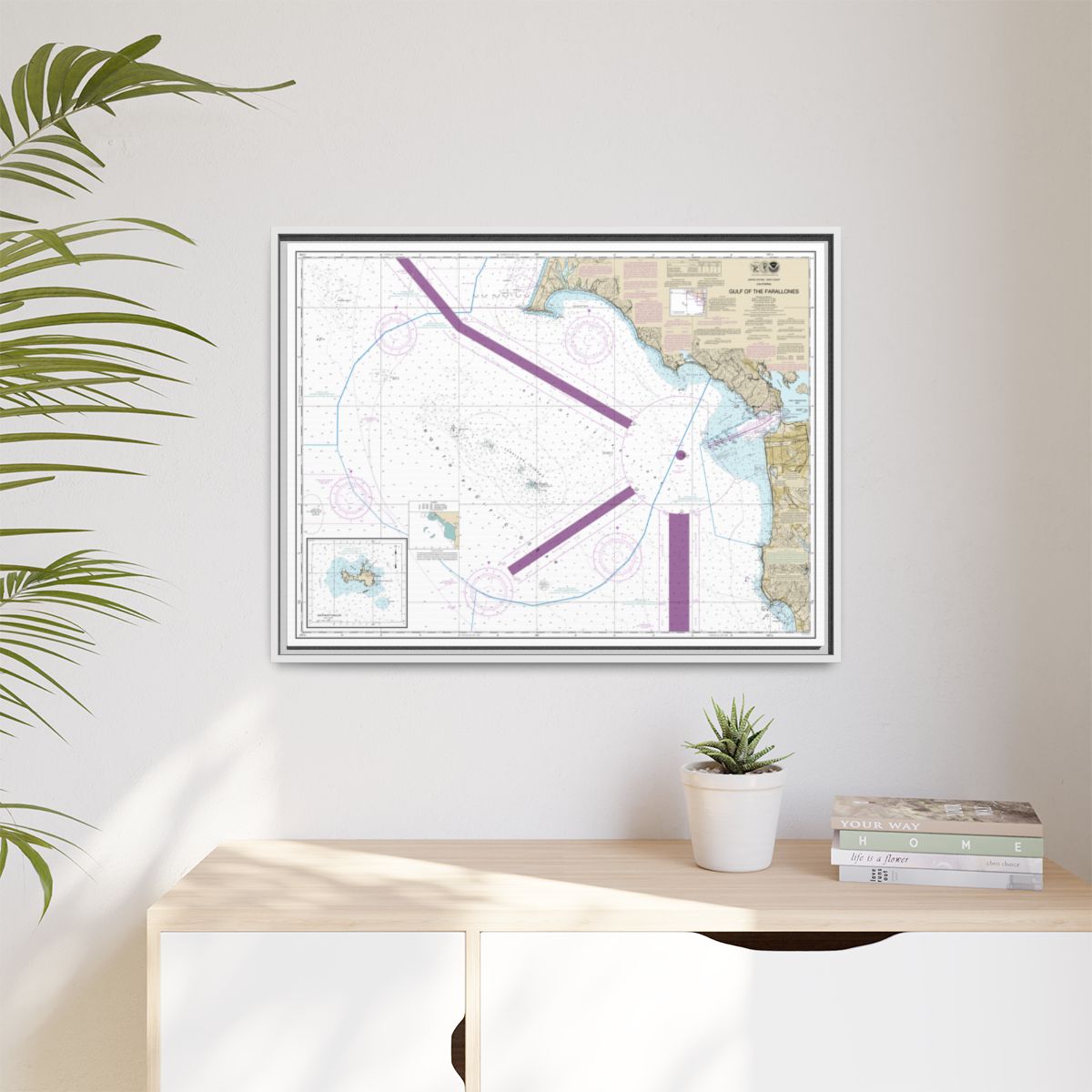 Chart 18645 Gulf of the Farallones;Southeast Farallon - NOAA Nautical Chart Floating Frame Canvas | 32" x 24" | 40" x 30" - White context-1