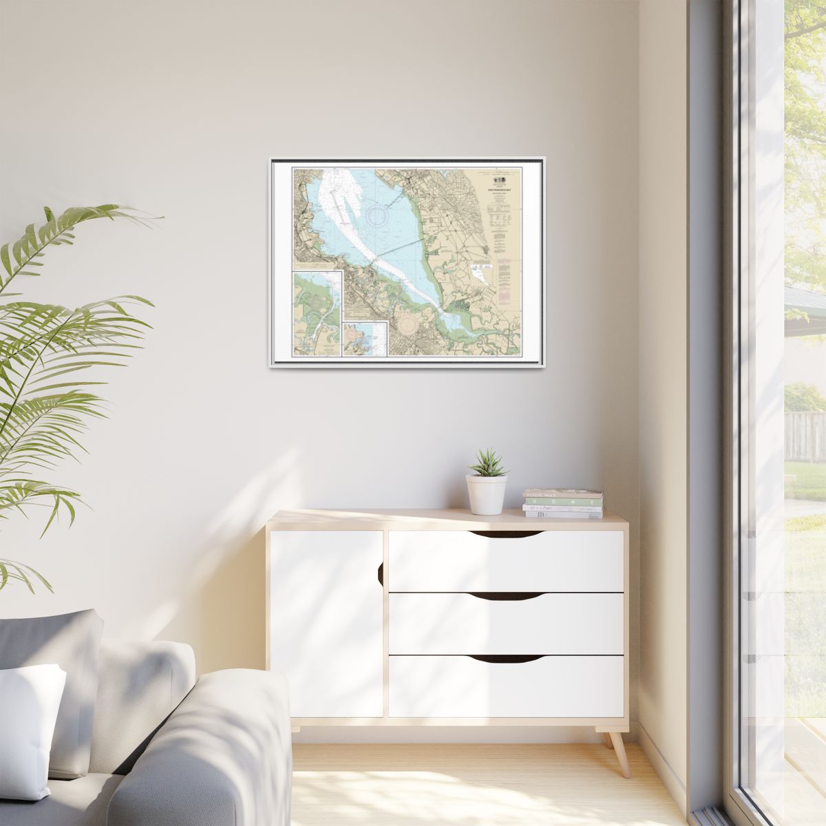 Chart 18651 San Francisco Bay-southern part;Redwood Creek.;Oyster Point - NOAA Nautical Chart Floating Frame Canvas | 32" x 24" | 40" x 30" - White context-1
