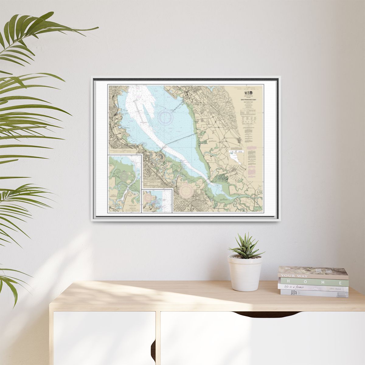 Chart 18651 San Francisco Bay-southern part;Redwood Creek.;Oyster Point - NOAA Nautical Chart Floating Frame Canvas | 32" x 24" | 40" x 30" - White context-1