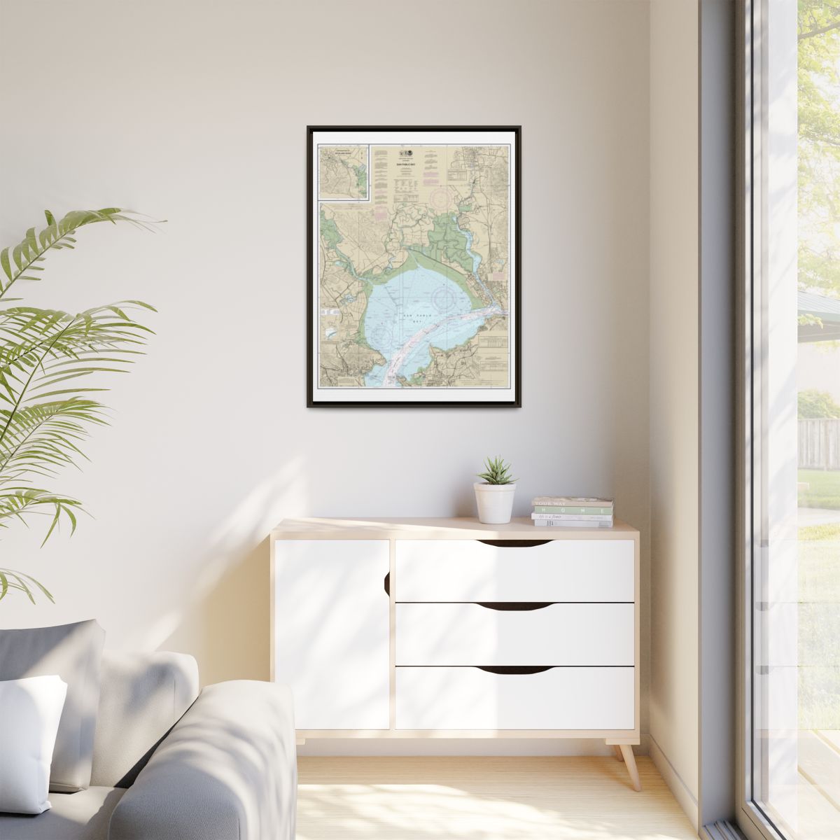 Chart 18654 San Pablo Bay - NOAA Nautical Chart Floating Frame Canvas | 24" x 32" | 30" x 40" - Espresso context-1