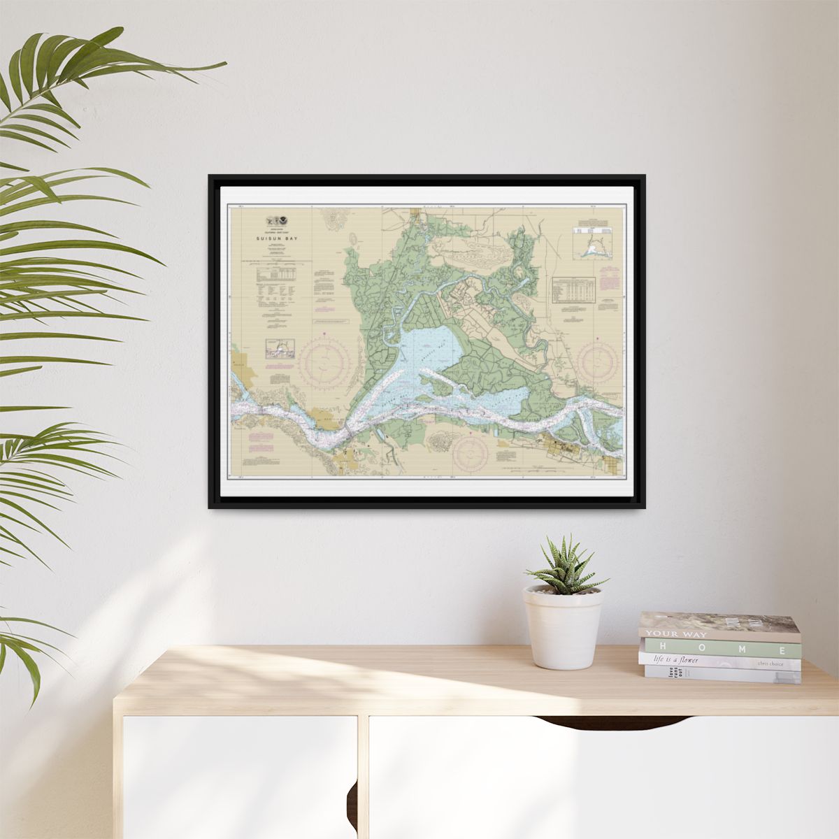 Chart 18656 Suisun Bay - NOAA Nautical Chart Floating Frame Canvas | 32" x 24" | 40" x 30" - Black context-1